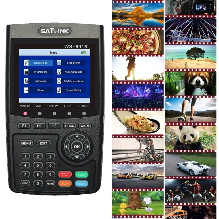 SATLINK WS6916 디지털 위성 신호 측정기, 3.5인치 TFT LCD 스크린, DVB-S / S2, MPEG-2 / MPEG-4 지원, WS6916