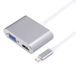 2 in 1 VGA 및 HDMI 암-USB-C / Type-C 수 허브 분배기 어댑터, VGA+HDMI