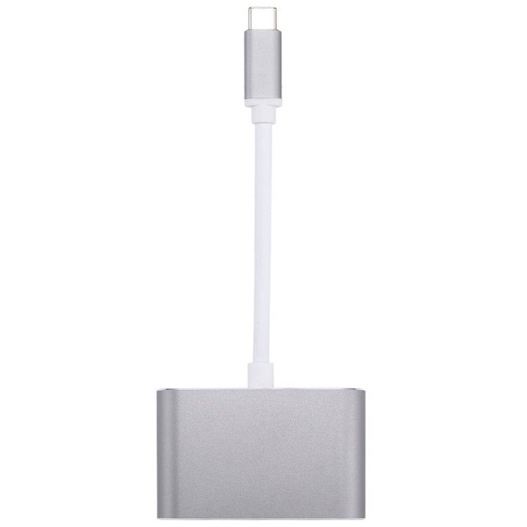 2 in 1 VGA 및 HDMI 암-USB-C / Type-C 수 허브 분배기 어댑터, VGA+HDMI