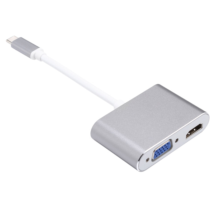 2 in 1 VGA 및 HDMI 암-USB-C / Type-C 수 허브 분배기 어댑터, VGA+HDMI