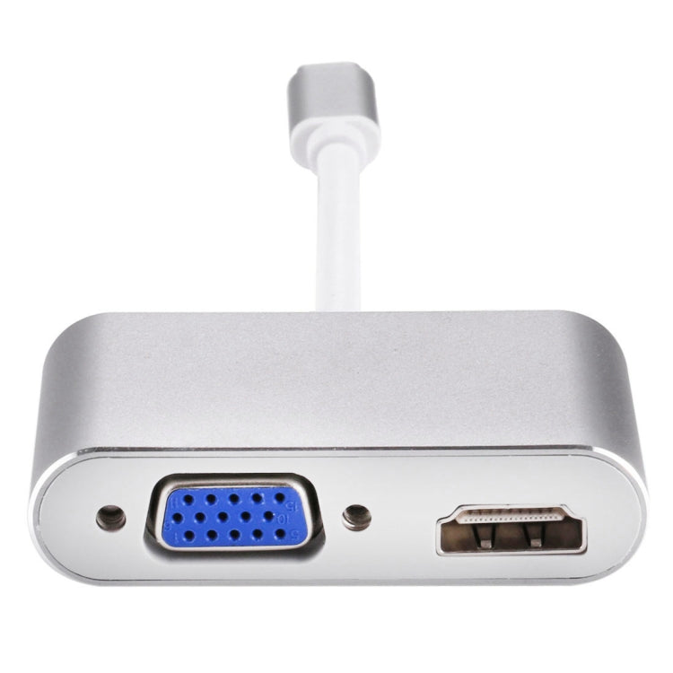 2 in 1 VGA 및 HDMI 암-USB-C / Type-C 수 허브 분배기 어댑터, VGA+HDMI