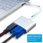 2 in 1 VGA 및 HDMI 암-USB-C / Type-C 수 허브 분배기 어댑터, VGA+HDMI