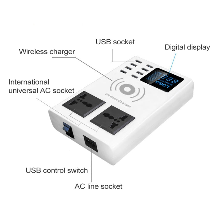 YC-CDA10W 10W 다중 포트 USB 지능형 디지털 디스플레이 고속 무선 충전기, 영국 플러그, SAS1048A, SAS1048B, SAS1048C