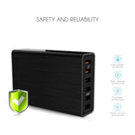 VEDFUN TurboCube D620 6포트 퀵 차지 3.0 + SDDC 기술 USB 충전기, EU/미국/영국 플러그