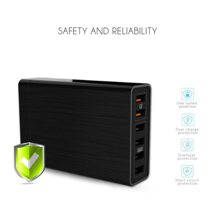VEDFUN TurboCube D620 6포트 퀵 차지 3.0 + SDDC 기술 USB 충전기, EU/미국/영국 플러그