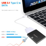 USB-C / Type-C에서 22핀 SATA 하드 드라이브 어댑터 케이블 변환기, 총 길이: 약 23cm