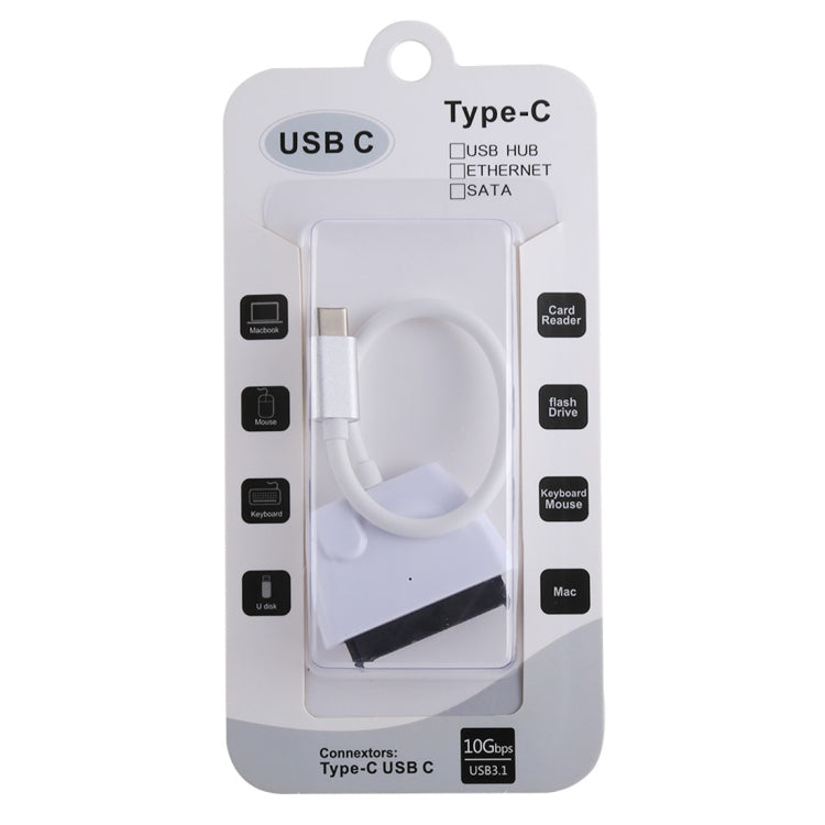 USB-C / Type-C에서 22핀 SATA 하드 드라이브 어댑터 케이블 변환기, 총 길이: 약 23cm