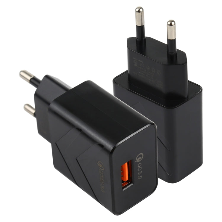 LZ-715 18W QC3.0 USB 단일 포트 고속 여행용 충전기, EU 플러그, EU 플러그