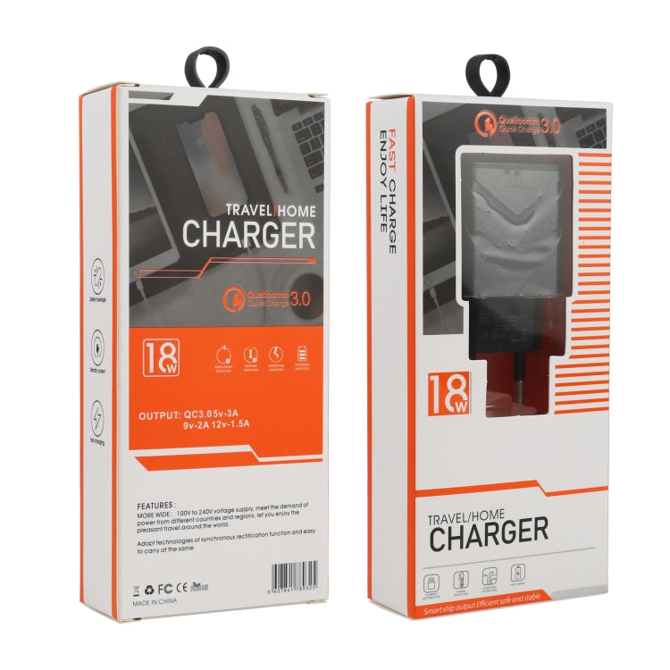 LZ-715 18W QC3.0 USB 단일 포트 고속 여행용 충전기, EU 플러그, EU 플러그