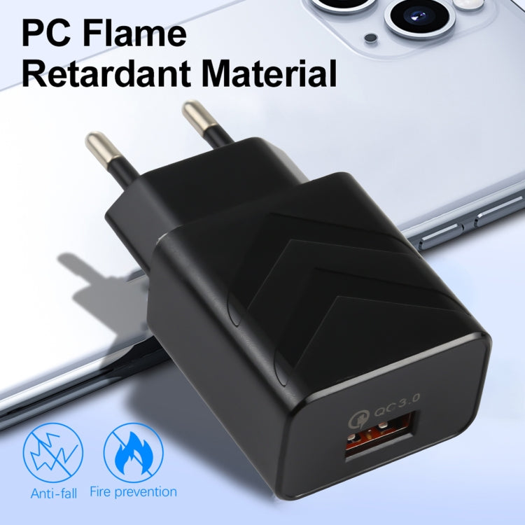 LZ-715 18W QC3.0 USB 단일 포트 고속 여행용 충전기, EU 플러그, EU 플러그