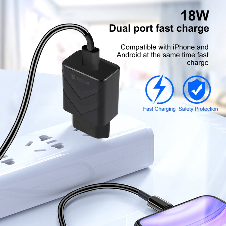 LZ-715 18W QC3.0 USB 단일 포트 고속 여행용 충전기, EU 플러그, EU 플러그
