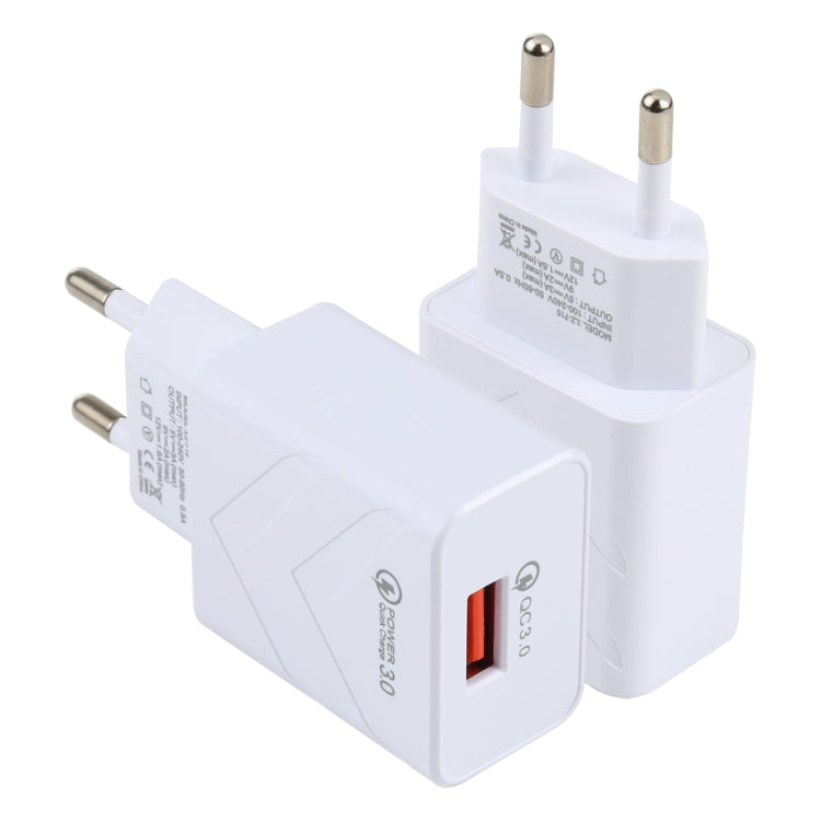 LZ-715 18W QC3.0 USB 단일 포트 고속 여행용 충전기, EU 플러그, EU 플러그