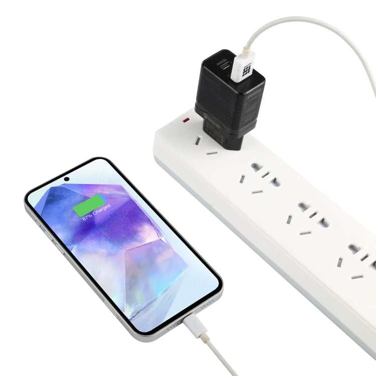LZ-728 QC 3.0 USB + PD 20W USB-C / Type-C 고속 여행용 충전기, EU 플러그, EU 플러그