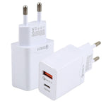 LZ-728 QC 3.0 USB + PD 20W USB-C / Type-C 고속 여행용 충전기, EU 플러그, EU 플러그