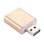 알루미늄 케이스 3.5mm 잭 외장 USB 사운드 카드 HIFI 매직 보이스 7.1 채널 어댑터 드라이버 무료 컴퓨터, 데스크탑, 스피커, 헤드셋, 마이크용, 알루미늄 7.1 채널 골드
