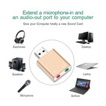 알루미늄 케이스 3.5mm 잭 외장 USB 사운드 카드 HIFI 매직 보이스 7.1 채널 어댑터 드라이버 무료 컴퓨터, 데스크탑, 스피커, 헤드셋, 마이크용, 알루미늄 7.1 채널 골드