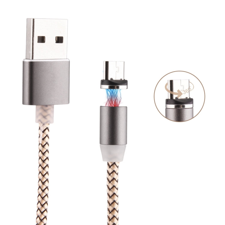 360 Degree Rotation 1m Weave Style Micro USB to USB 2.0 Strong Magnetic Charger Cable with LED Indicator