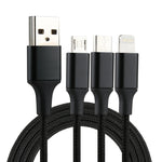2A 1.2m 3 in 1 USB to 8핀 & USB-C / Type-C & 마이크로 USB 나일론 직조 충전 케이블