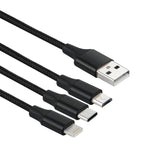2A 1.2m 3 in 1 USB to 8핀 & USB-C / Type-C & 마이크로 USB 나일론 직조 충전 케이블