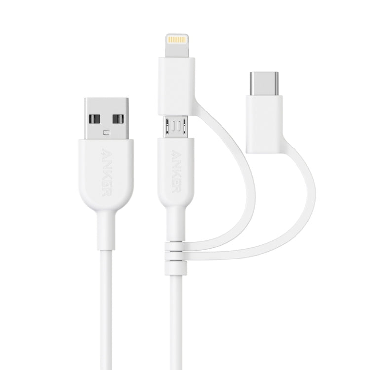 ANKER 3 in 1 8핀 + 마이크로 USB + USB-C / Type-C 인터페이스 MFI 인증 데이터 케이블