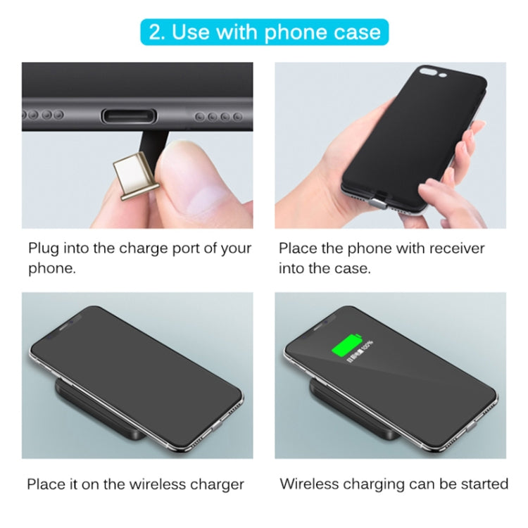 5V 800mA Qi 표준 무선 충전 수신기 USB-C / 타입-C 포트 포함, 타입-C 휴대폰용