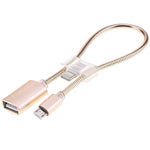 24cm 2A 마이크로 USB to USB 알루미늄 합금 호스 OTG 어댑터 데이터 충전 케이블 USB-C / Type-C 커넥터 포함
