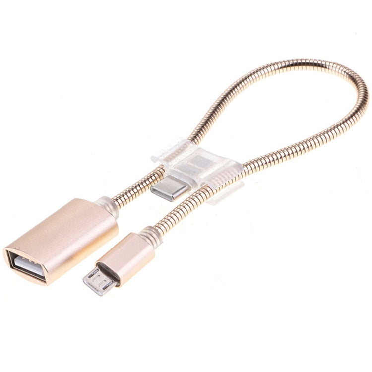 24cm 2A 마이크로 USB to USB 알루미늄 합금 호스 OTG 어댑터 데이터 충전 케이블 USB-C / Type-C 커넥터 포함