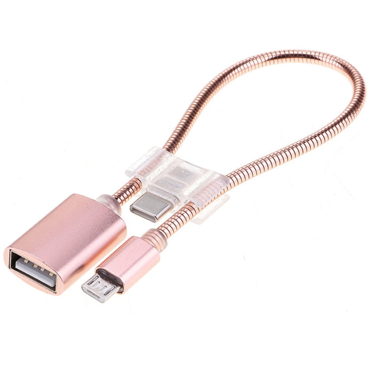 24cm 2A 마이크로 USB to USB 알루미늄 합금 호스 OTG 어댑터 데이터 충전 케이블 USB-C / Type-C 커넥터 포함