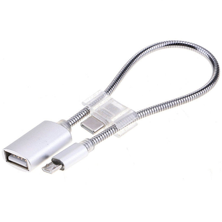 24cm 2A 마이크로 USB to USB 알루미늄 합금 호스 OTG 어댑터 데이터 충전 케이블 USB-C / Type-C 커넥터 포함