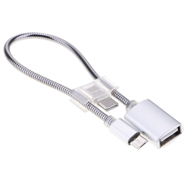 24cm 2A 마이크로 USB to USB 알루미늄 합금 호스 OTG 어댑터 데이터 충전 케이블 USB-C / Type-C 커넥터 포함