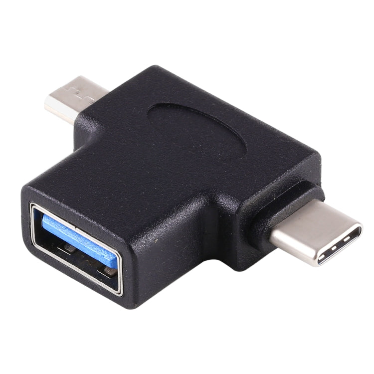다기능 USB 3.0 암형 & USB-C / 타입-C 수형 & 마이크로 USB 수형 T자형 OTG 어댑터