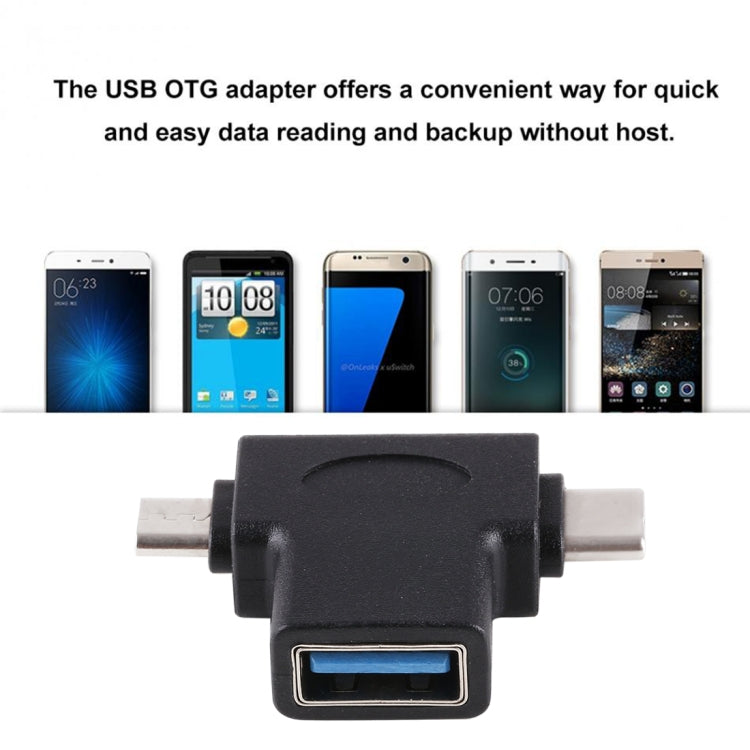 다기능 USB 3.0 암형 & USB-C / 타입-C 수형 & 마이크로 USB 수형 T자형 OTG 어댑터