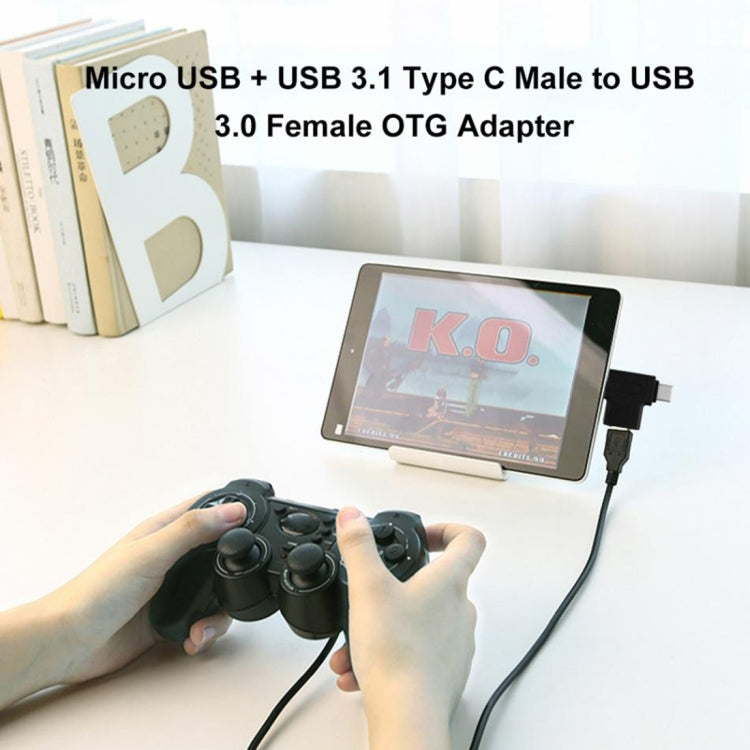 다기능 USB 3.0 암형 & USB-C / 타입-C 수형 & 마이크로 USB 수형 T자형 OTG 어댑터