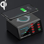 X9 9-in-1 QC 3.0 USB 인터페이스 + 6 USB 포트 + PD 65W 포트 + QI 무선 고속 충전 다기능 충전기 LED 디스플레이 포함, X9