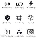 X9 9-in-1 QC 3.0 USB 인터페이스 + 6 USB 포트 + PD 65W 포트 + QI 무선 고속 충전 다기능 충전기 LED 디스플레이 포함, X9