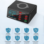 X9 9-in-1 QC 3.0 USB 인터페이스 + 6 USB 포트 + PD 65W 포트 + QI 무선 고속 충전 다기능 충전기 LED 디스플레이 포함, X9