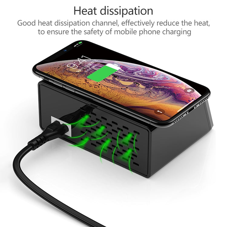 X9 9-in-1 QC 3.0 USB 인터페이스 + 6 USB 포트 + PD 65W 포트 + QI 무선 고속 충전 다기능 충전기 LED 디스플레이 포함, X9