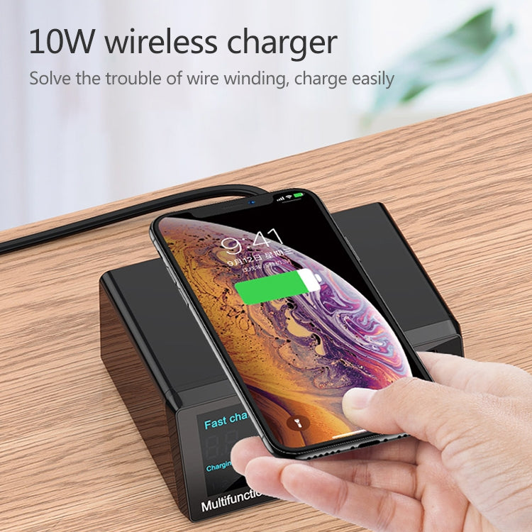 X9 9-in-1 QC 3.0 USB 인터페이스 + 6 USB 포트 + PD 65W 포트 + QI 무선 고속 충전 다기능 충전기 LED 디스플레이 포함, X9
