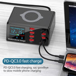 X9 9-in-1 QC 3.0 USB 인터페이스 + 6 USB 포트 + PD 65W 포트 + QI 무선 고속 충전 다기능 충전기 LED 디스플레이 포함, X9