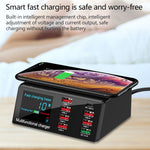X9 9-in-1 QC 3.0 USB 인터페이스 + 6 USB 포트 + PD 65W 포트 + QI 무선 고속 충전 다기능 충전기 LED 디스플레이 포함, X9