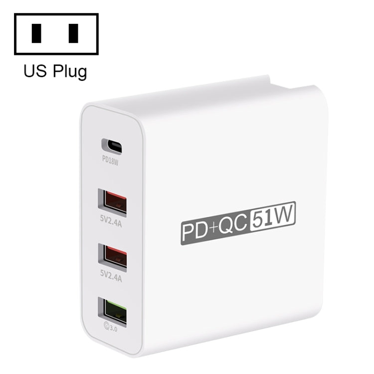 WLX-A6 4포트 고속 충전 USB 여행용 충전기 전원 어댑터, US 플러그