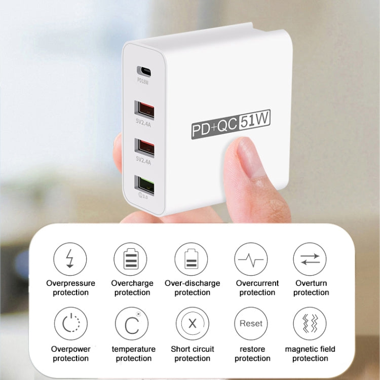WLX-A6 4포트 고속 충전 USB 여행용 충전기 전원 어댑터, US 플러그