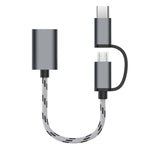 USB 3.0 암 to 마이크로 USB + USB-C / 타입-C 수 충전 + 전송 OTG 나일론 꼬임 어댑터 케이블, 케이블 길이: 17cm, 마이크로 USB 17cm 그레이, 마이크로 USB 17cm 골드