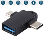 USB 3.0 암형 to USB-C / 타입-C 수형 + 마이크로 USB 수형 다기능 OTG 어댑터 슬링 홀 포함