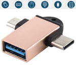 USB 3.0 암형 to USB-C / 타입-C 수형 + 마이크로 USB 수형 다기능 OTG 어댑터 슬링 홀 포함