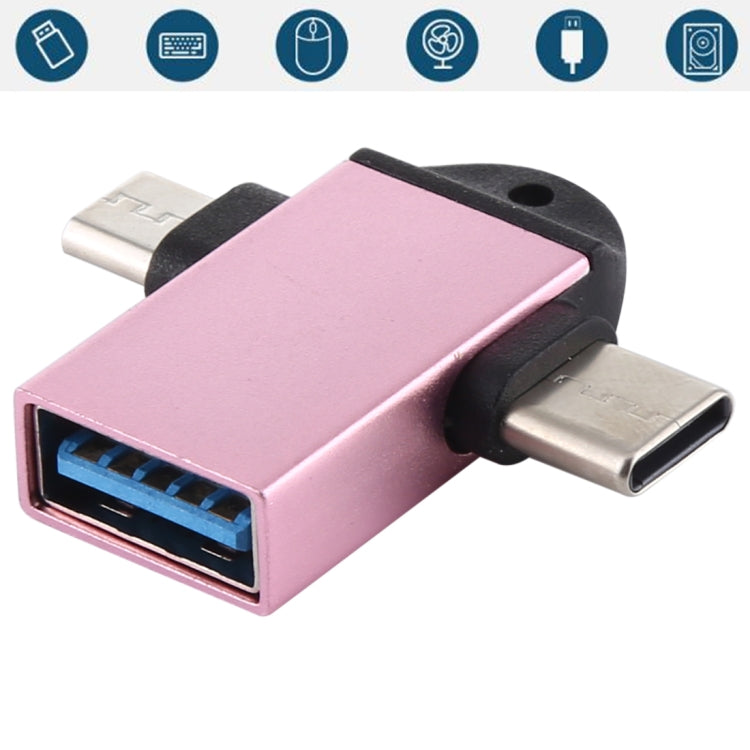 USB 3.0 암형 to USB-C / 타입-C 수형 + 마이크로 USB 수형 다기능 OTG 어댑터 슬링 홀 포함