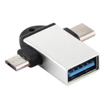 USB 3.0 암형 to USB-C / 타입-C 수형 + 마이크로 USB 수형 다기능 OTG 어댑터 슬링 홀 포함