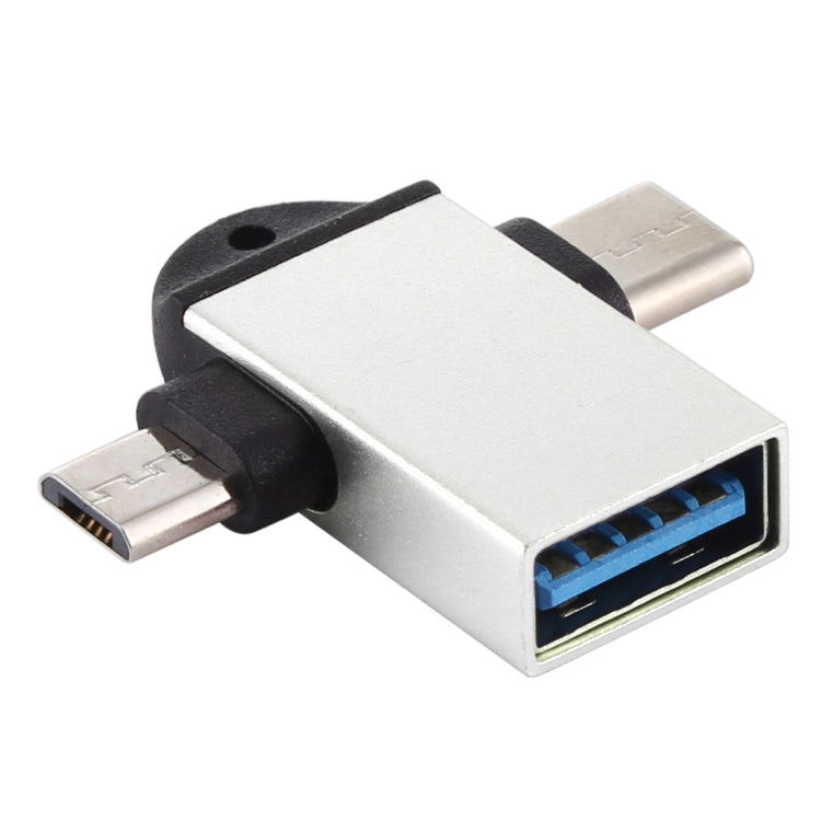 USB 3.0 암형 to USB-C / 타입-C 수형 + 마이크로 USB 수형 다기능 OTG 어댑터 슬링 홀 포함