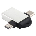 USB 3.0 암형 to USB-C / 타입-C 수형 + 마이크로 USB 수형 다기능 OTG 어댑터 슬링 홀 포함