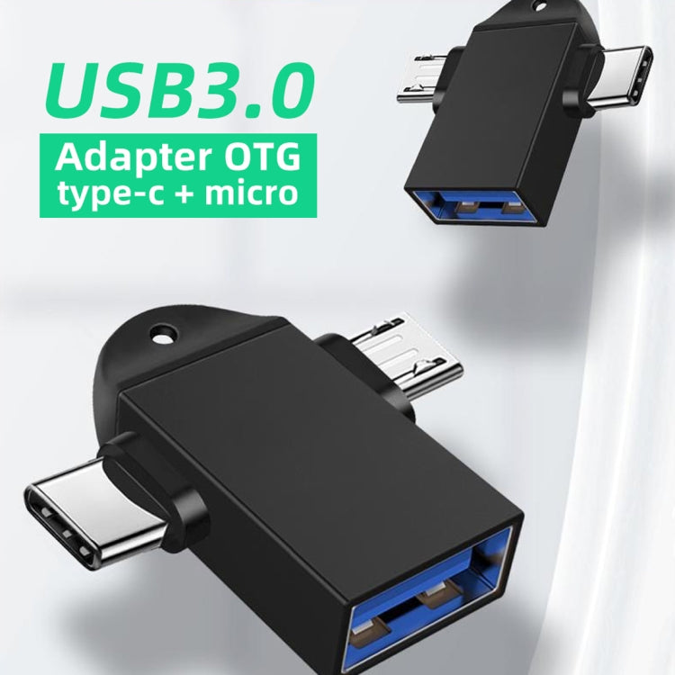 USB 3.0 암형 to USB-C / 타입-C 수형 + 마이크로 USB 수형 다기능 OTG 어댑터 슬링 홀 포함